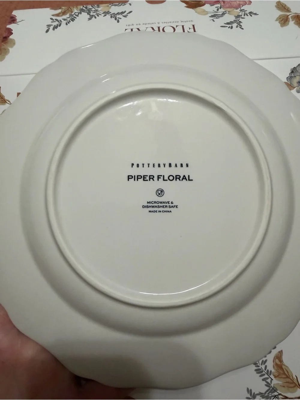 NIB Pottery Barn Piper Floral Stoneware Salad Plates Set of 4 Bird Botanical New